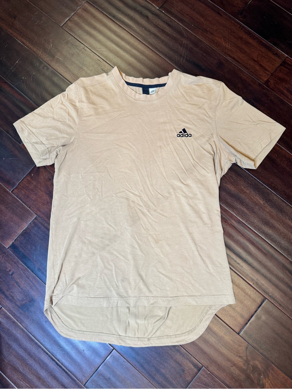 adidas Men’s Short Sleeve Crew Tee in Light Beige with Black Logo